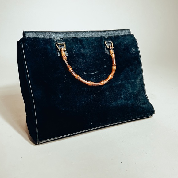 Vintage GUCCI Large Diana Bamboo Suede Bag - Picture 10 of 11